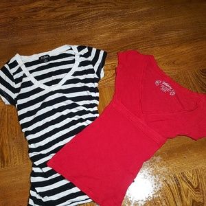 2 Cute V Neck Shirts; X-Small's